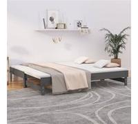 vidaXL Slaapbank uitschuifbaar 2x(80x200) cm massief grenenhout grijs823386 Gris G