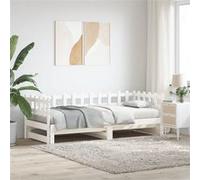 Vidaxl Lit Coulissant Sans Matelas Blanc 2x(80x200) Cm Bois Massif Blanc