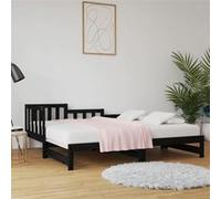 Vidaxl Lit Coulissant Noir 2x(80x200) Cm Bois De Pin Massif Marron