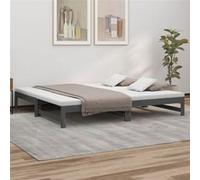 vidaXL Slaapbank uitschuifbaar massief grenenhout grijs 2x(100x200) cm823401 Gris G