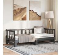 vidaXL Slaapbank uitschuifbaar massief grenenhout grijs 2x(90x190) cm814666 Gris G