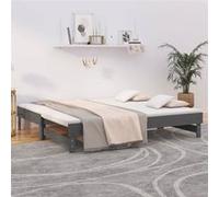 vidaXL Slaapbank uitschuifbaar massief grenenhout grijs 2x(90x190) cm823391 Gris G