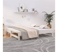 vidaXL Slaapbank uitschuifbaar massief grenenhout wit 2x(90x190) cm823390 Blanc G