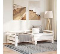 vidaXL Slaapbank uitschuifbaar massief grenenhout wit 2x(90x200) cm806951 Blanc G