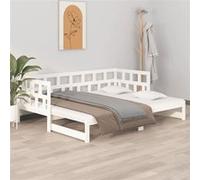 Slaapbank uitschuifbaar massief grenenhout wit 2x(90x200) cm820223