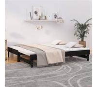 Slaapbank uitschuifbaar massief grenenhout zwart 2x(75x190) cm823398