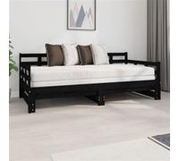vidaXL Slaapbank uitschuifbaar massief grenenhout zwart 2x(90x190) cm820386 Noir G