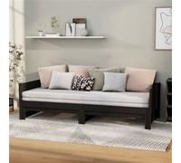 vidaXL Slaapbank uitschuifbaar massief grenenhout zwart 2x(90x200) cm820256 Noir G