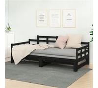 Slaapbank uitschuifbaar massief grenenhout zwart 2x(90x200) cm820346