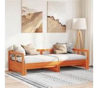 Vidaxl Lit De Jour Sans Matelas Cire Marron 90x190 Cm Bois Pin Massif Marron