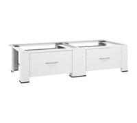 vidaXL Socle Double pour Lave-linge et Sèche-linge avec Tiroirs Support de Machine à Laver Base de Machine à Sécher Support de Sèche-linge Blanc