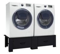 vidaXL Socle pour Machine à Laver 2 pcs Noir 64 x 55 x 32.5 cm Acier, Pédestal à Linge rectangulaire, Robuste, Support Moderne, élévateur pour Lave-Linge, Fixe Tout Appareil à la Maison