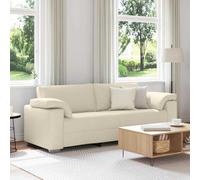 vidaXL Sofa 3 Places Beige 220 cm Tissu en Lin mélangé