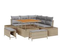 vidaXL Sofa d'angle de Jardin modulable en Poly Rattan Beige et Gris de, avec Coussins UV, Ensemble de 5 Places avec Table et Housse de Protection, Parfait pour se détendre.