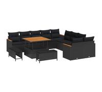 vidaXL Sofa de Jardin 13 pièces avec Coussins, en rotin synthétique Noir, résistant aux intempéries. Mobilier d'extérieur Super pour terrasses et balcons. Design Moderne et modulable.