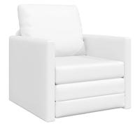 vidaXL Canapé Lit 2-en-1 Blanc 74X77X81 cm en Faux Cuir Fauteuil Contemporain pour Salon Siège Intérieur Mobilier Stylé Compact
