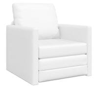 vidaXL Sofa Lit de Sol avec Coussin Blanc 74 x 77 x 81 cm Faux Cuir, Canapé Tendance pour Salon, lit Urbain, sièges Pratiques, Sol Moderne, invités Multi-usages