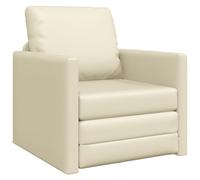 vidaXL Sofa Lit de Sol avec Coussin Crème 74 x 77 x 81 cm Faux Cuir, Canapé Tendance pour Salon, lit Urbain, sièges Pratiques, Sol Moderne, invités Multi-usages