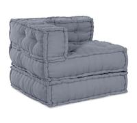 vidaXL Sofa Pouffe Modulaire 3 Places Convertible en Tissu Gris