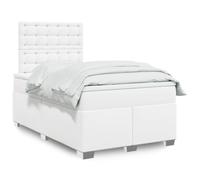 Vidaxl Sommier À Lattes De Lit Avec Matelas Blanc 120x200cm Similicuir Blanc