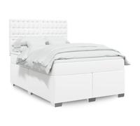 Vidaxl Sommier À Lattes De Lit Avec Matelas Blanc 140x190cm Similicuir Blanc