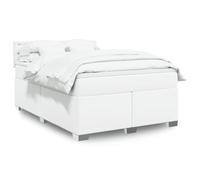 vidaXL Sommier à lattes de lit avec matelas Blanc 140x200cm Similicuir Blanc