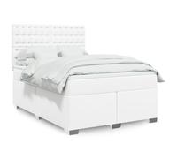 Vidaxl Sommier À Lattes De Lit Avec Matelas Blanc 160x200cm Similicuir Blanc