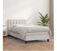vidaXL Sommier à lattes de lit avec matelas Blanc 90x190 cm Similicuir 3141096