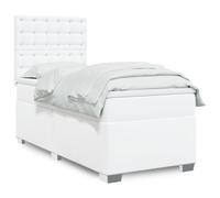 Vidaxl Sommier À Lattes De Lit Avec Matelas Blanc 90x190 Cm Similicuir Blanc