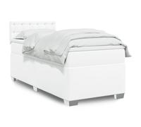 vidaXL Sommier à lattes de lit avec matelas Blanc 90x190 cm Similicuir Blanc