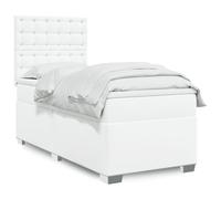 Vidaxl Sommier À Lattes De Lit Avec Matelas Blanc 90x200 Cm Similicuir Blanc