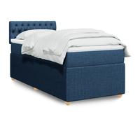 vidaXL Sommier à lattes de lit avec matelas Bleu 100x200 cm Tissu