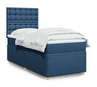 Vidaxl Sommier À Lattes De Lit Avec Matelas Bleu 100x200 Cm Tissu Bleu
