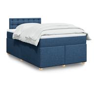 vidaXL Sommier à lattes de lit avec matelas bleu 120x190 cm tissu