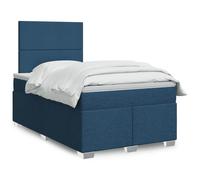 vidaXL Sommier à lattes de lit avec matelas bleu 120x190 cm tissu