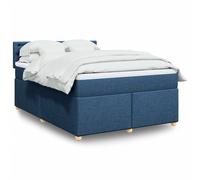 vidaXL Sommier à lattes de lit avec matelas Bleu 140x200 cm Tissu