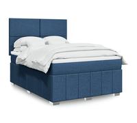 vidaXL Sommier à lattes de lit avec matelas Bleu 160x200 cm Tissu Bleu