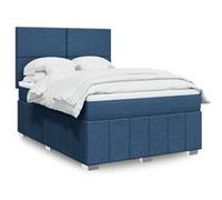 vidaXL Sommier à lattes de lit avec matelas Bleu 160x200 cm Tissu Bleu