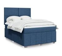 vidaXL Sommier à lattes de lit avec matelas Bleu 160x200 cm Tissu Bleu