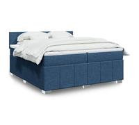 vidaXL Sommier à lattes de lit avec matelas Bleu 200x200 cm Tissu