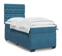 vidaXL Sommier à lattes de lit avec matelas bleu 90x190 cm velours