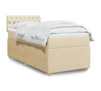 vidaXL Sommier à lattes de lit avec matelas Crème 100x200 cm Tissu