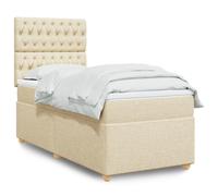 vidaXL Sommier à lattes de lit avec matelas Crème 100x200 cm Tissu