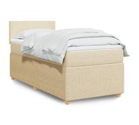vidaXL Sommier à lattes de lit avec matelas Crème 100x200 cm Tissu