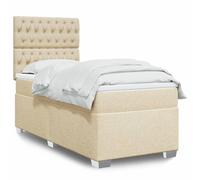 vidaXL Sommier à lattes de lit avec matelas Crème 100x200 cm Tissu