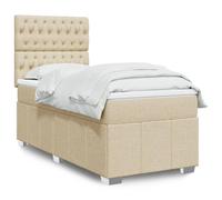 vidaXL Sommier à lattes de lit avec matelas Crème 100x200 cm Tissu
