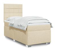 Vidaxl Sommier À Lattes De Lit Avec Matelas Crème 100x200 Cm Tissu