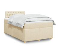 vidaXL Sommier à lattes de lit avec matelas crème 120x190 cm tissu