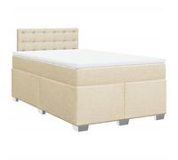 vidaXL Sommier à lattes de lit avec matelas crème 120x190 cm tissu