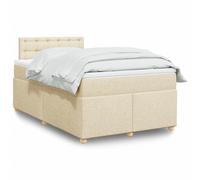 vidaXL Sommier à lattes de lit avec matelas crème 120x190 cm tissu
